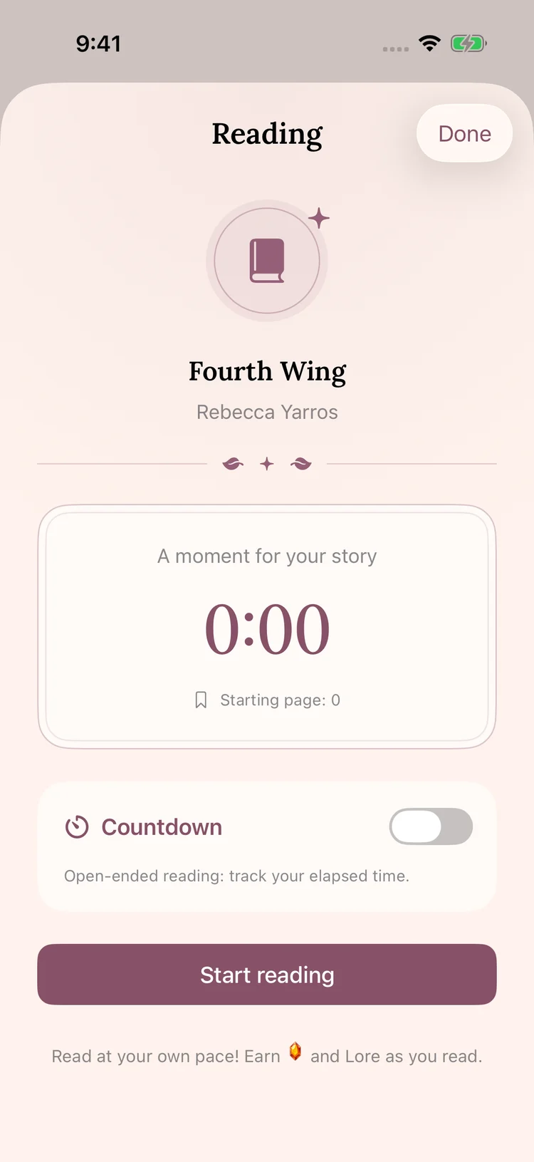 DragonBooks reading timer and session controls