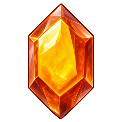 The glowing golden Amber crystal