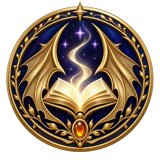 The gold and midnight-blue Chronicle of Wings reward badge